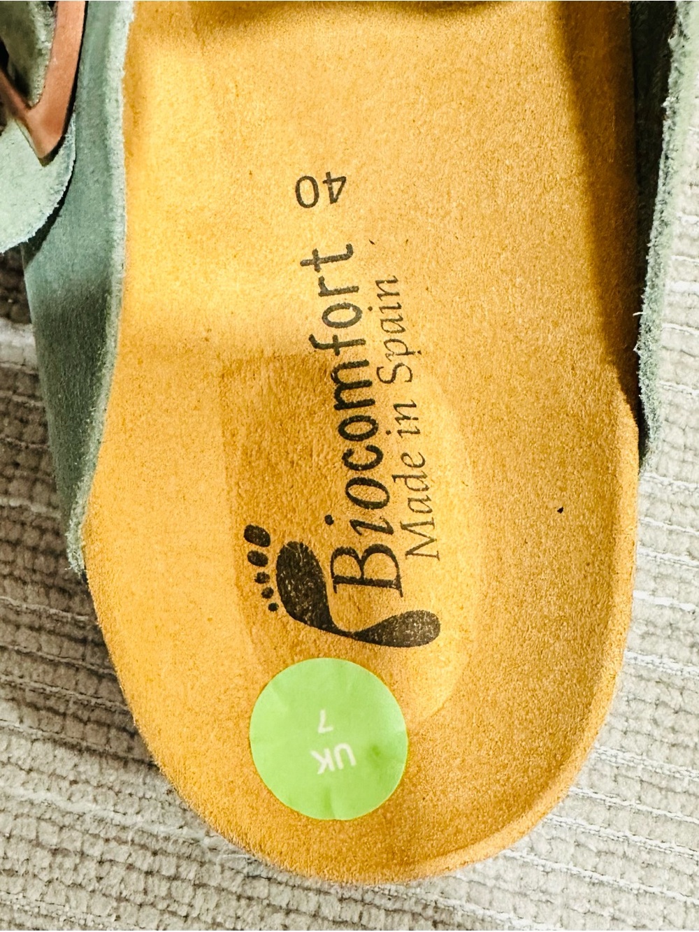 Biocomfort Suede Clogs Mules Shoes Green Mint Sage Made in Spain Women's Size 9 - Picture 9 of 9